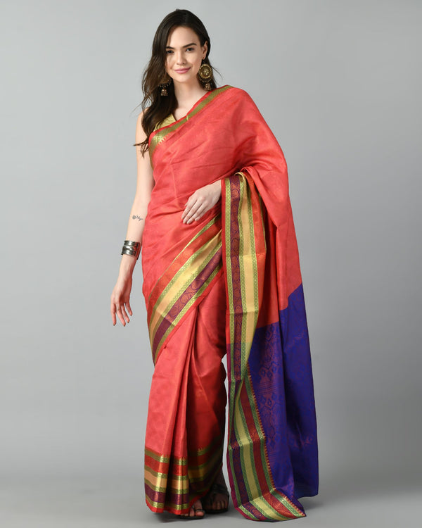 Pre-Stitched Regal Ruby Ready To Wear Katan Silk Saree